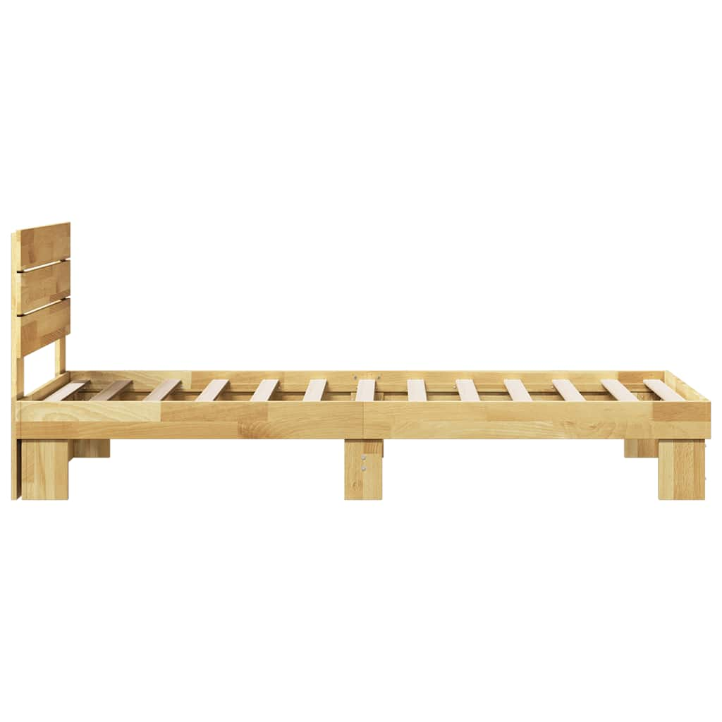 Bed Frame with Headboard without Mattress 100x200 cm Solid Wood Oak