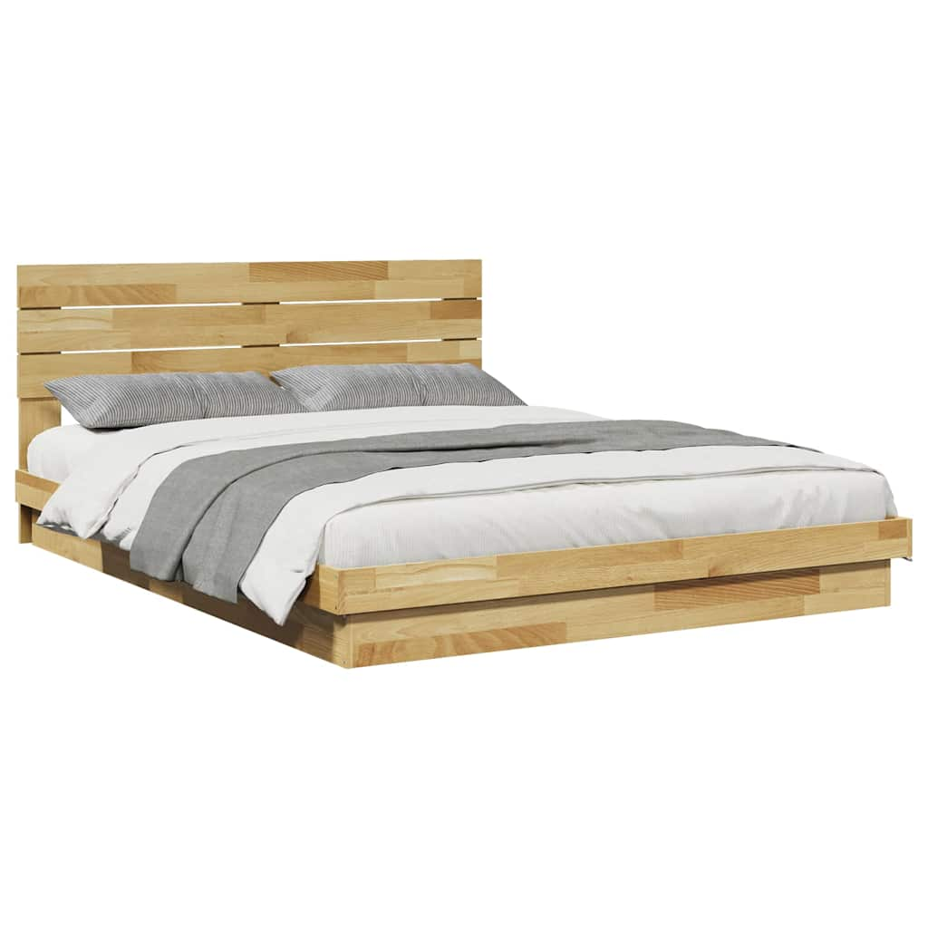 Bed Frame with Headboard without Mattress 160x200 cm Solid Wood Oak