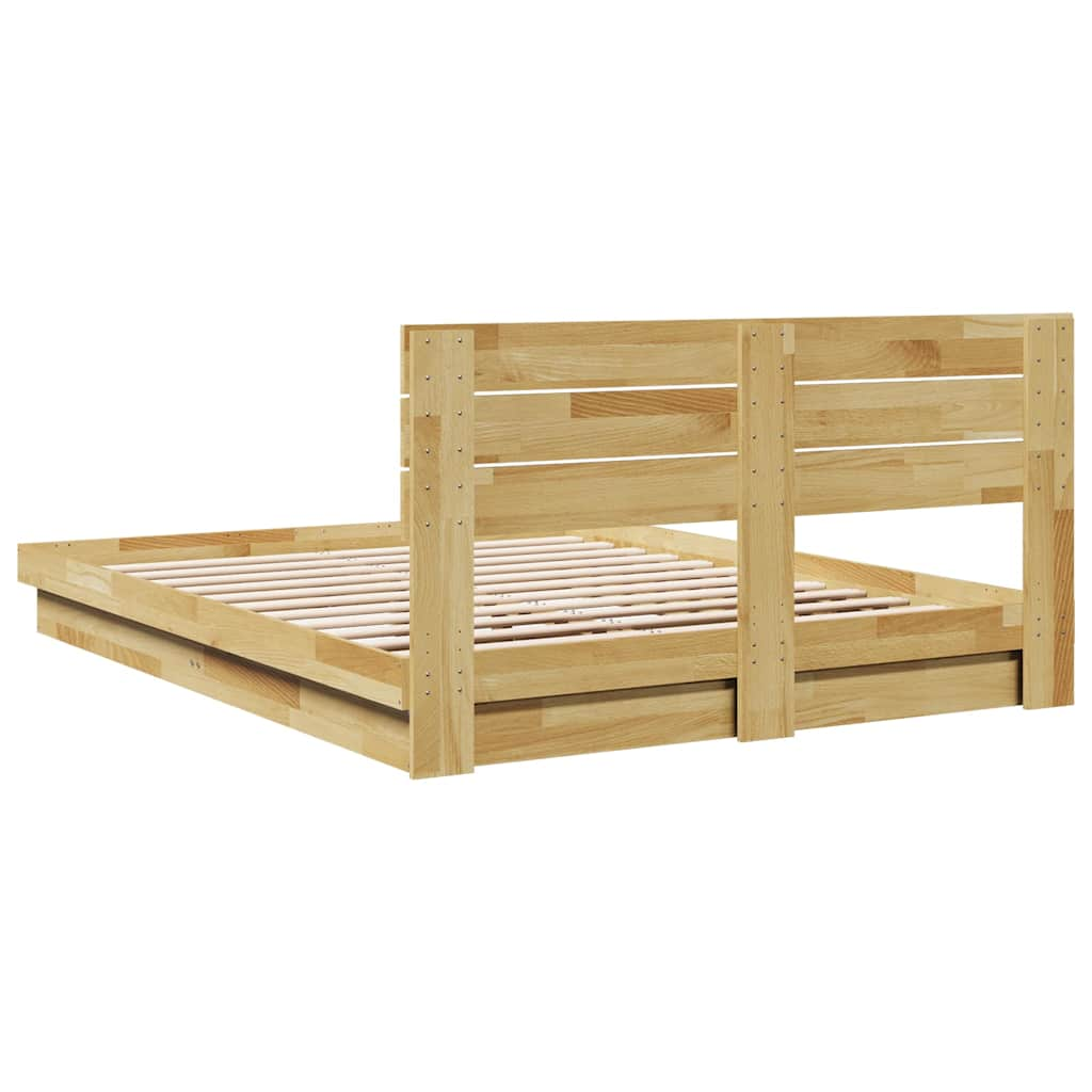 Bed Frame with Headboard without Mattress 160x200 cm Solid Wood Oak