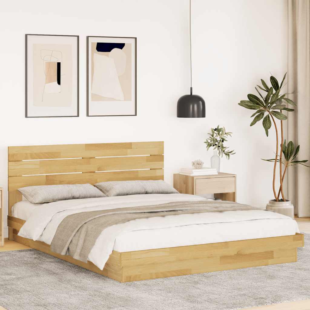 Bed Frame with Headboard without Mattress 160x200 cm Solid Wood Oak