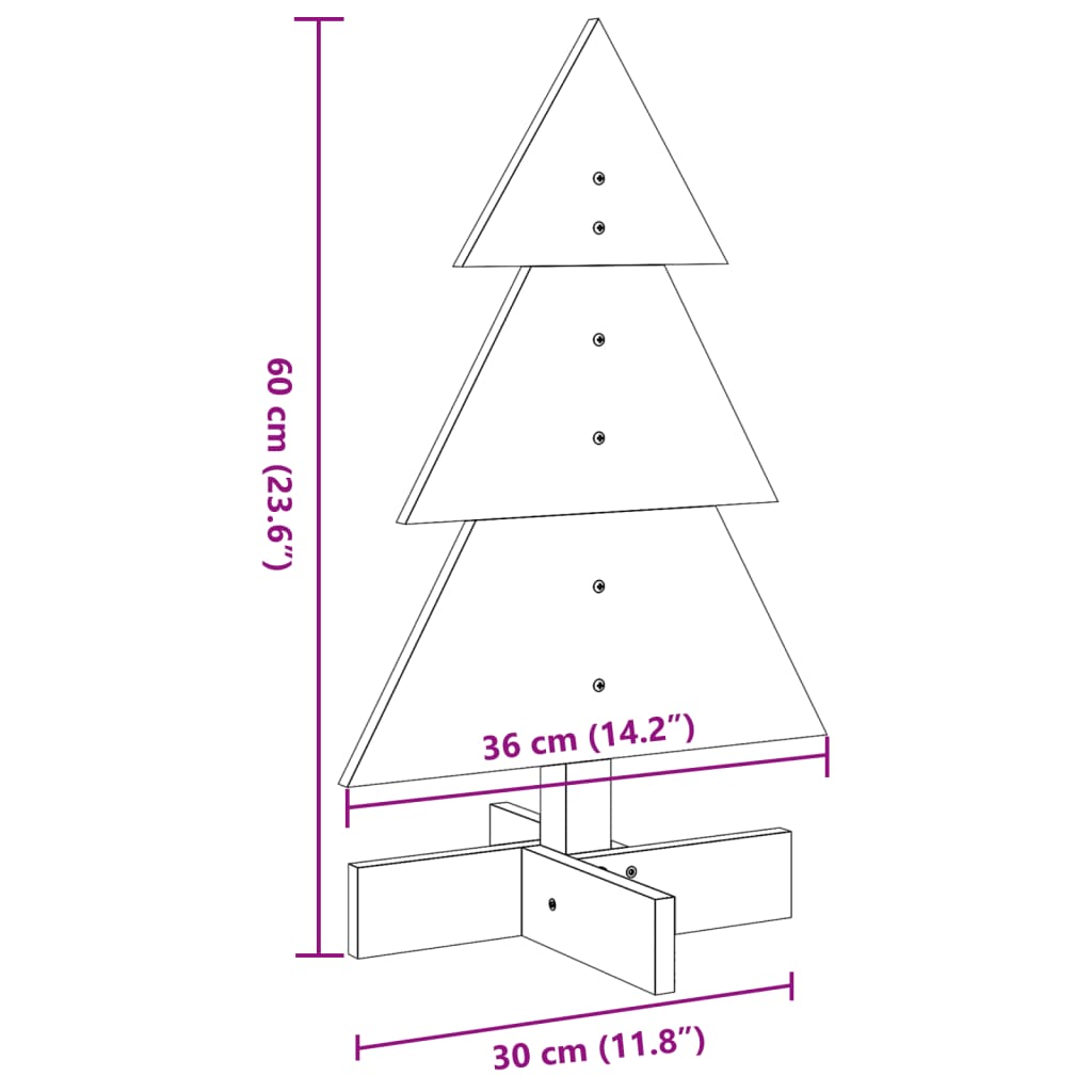 Wooden Christmas Tree for Decoration 60 cm Solid Wood Pine