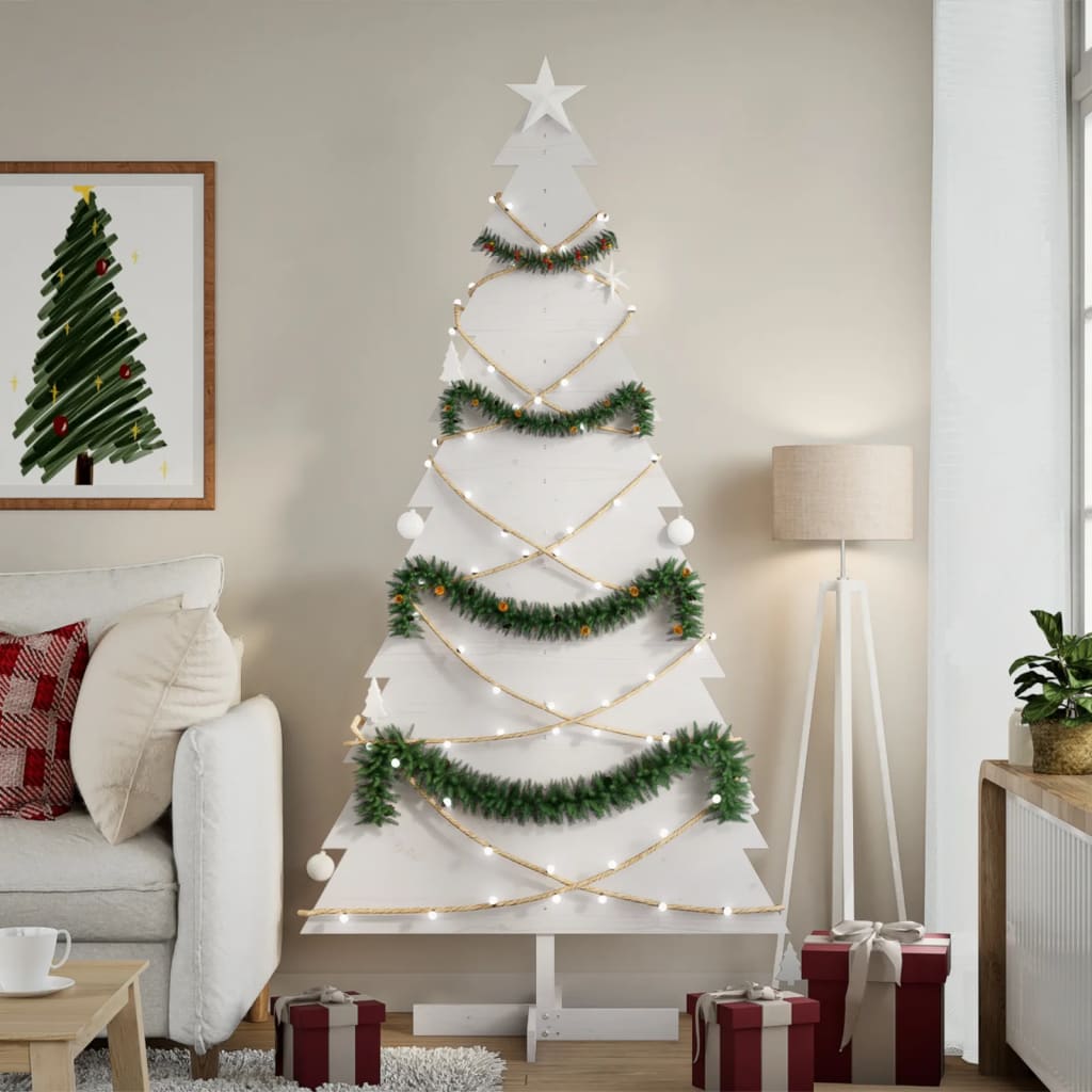 Wooden Christmas Tree for Decoration White 180 cm Solid Wood Pine