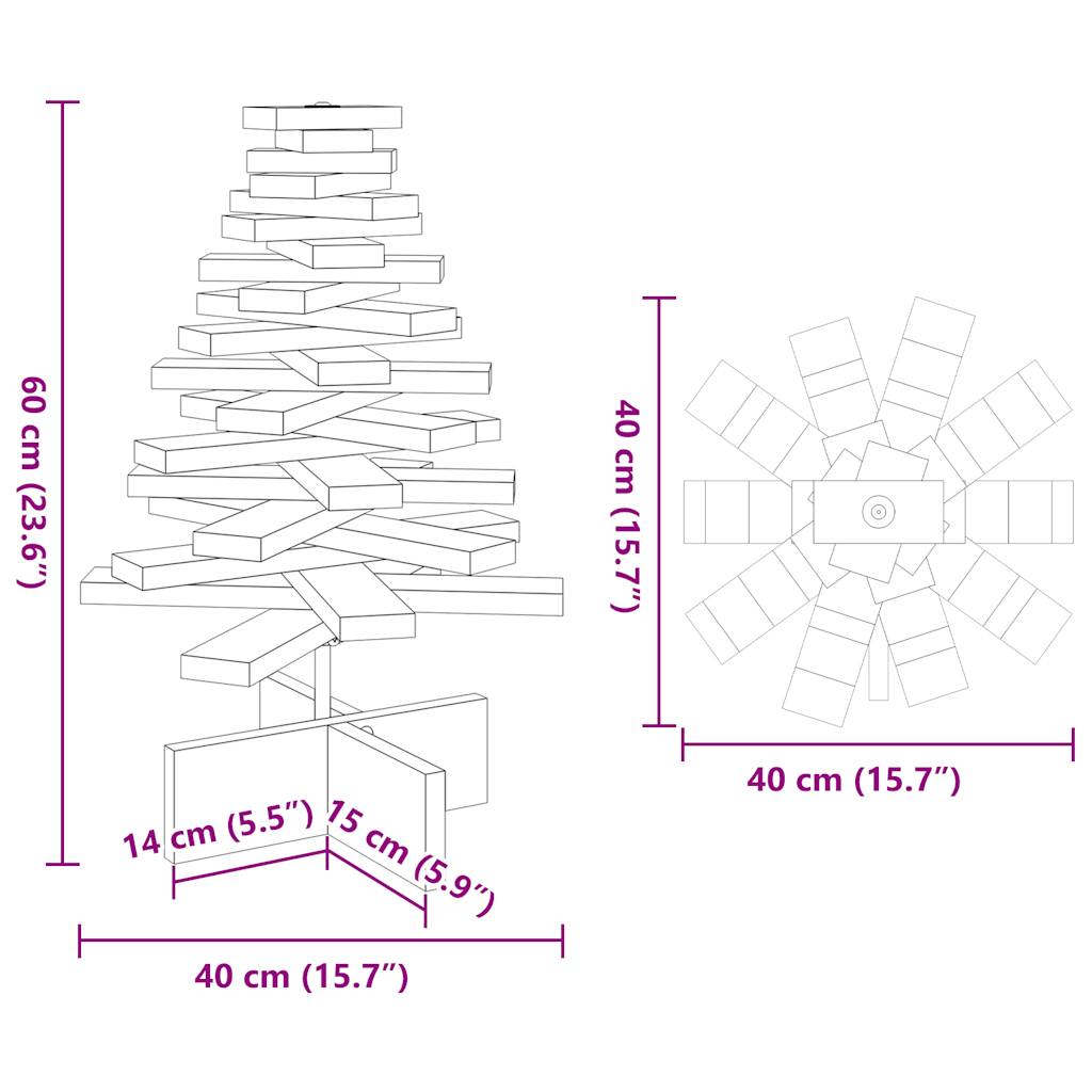 Wooden Christmas Tree for Decoration Wax Brown 60 cm Solid Wood Pine