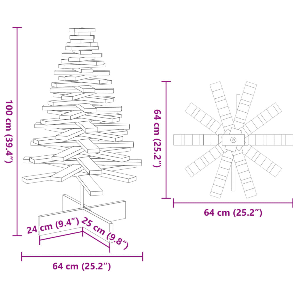 Wooden Christmas Tree for Decoration 100 cm Solid Wood Pine