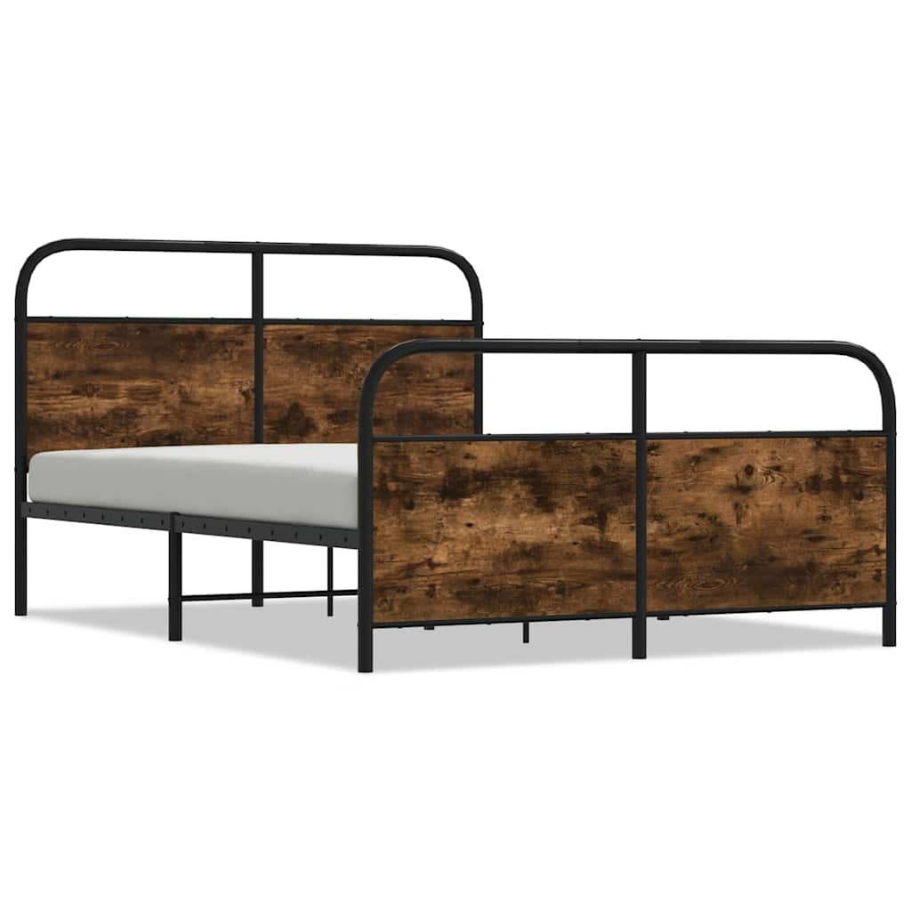 Metal Bed Frame without Mattress Smoked Oak 140x200 cm