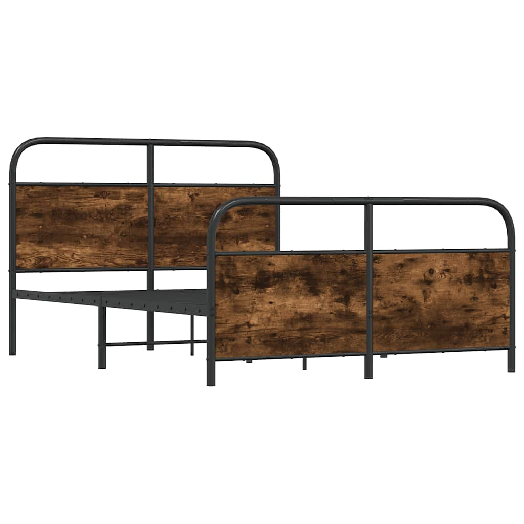 Metal Bed Frame without Mattress Smoked Oak 140x200 cm