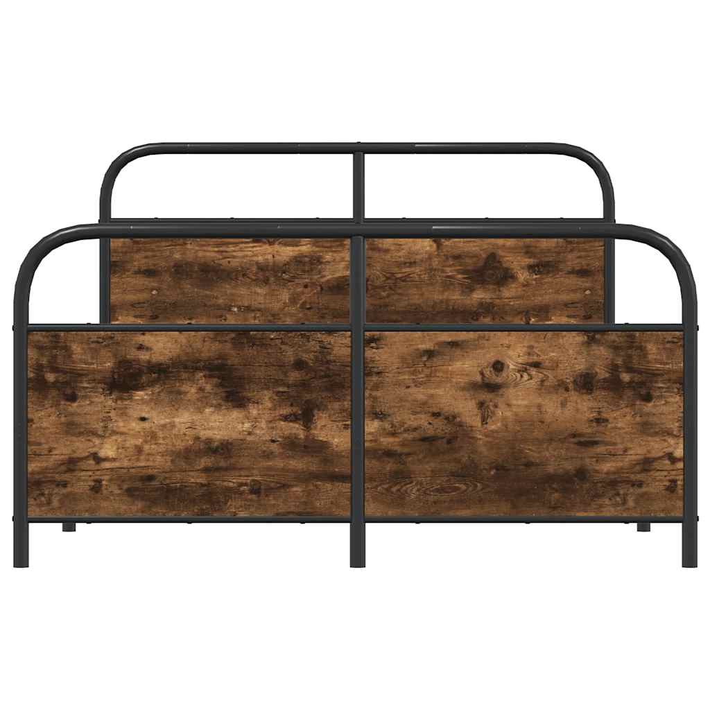 Metal Bed Frame without Mattress Smoked Oak 140x200 cm