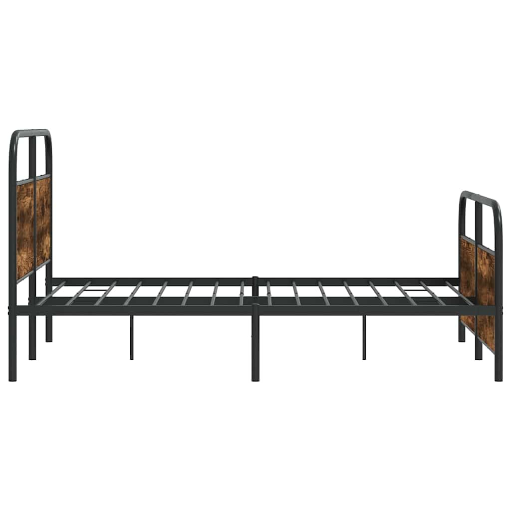 Metal Bed Frame without Mattress Smoked Oak 140x200 cm