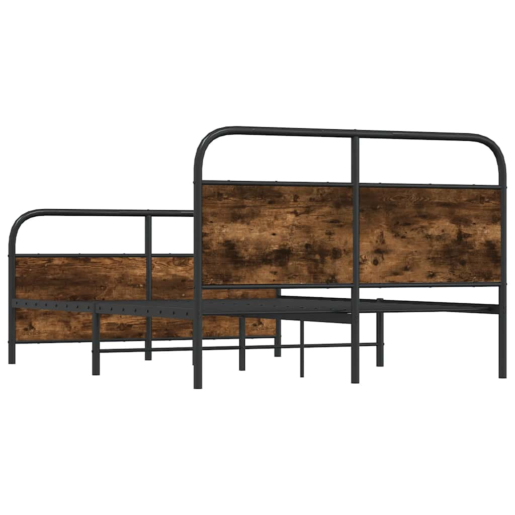 Metal Bed Frame without Mattress Smoked Oak 140x200 cm