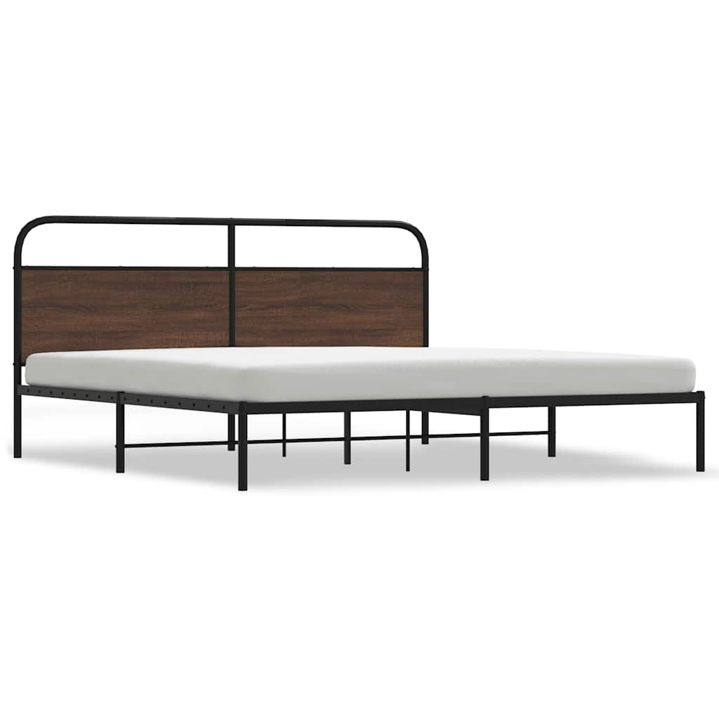 Metal Bed Frame without Mattress Brown Oak 183x213 cm