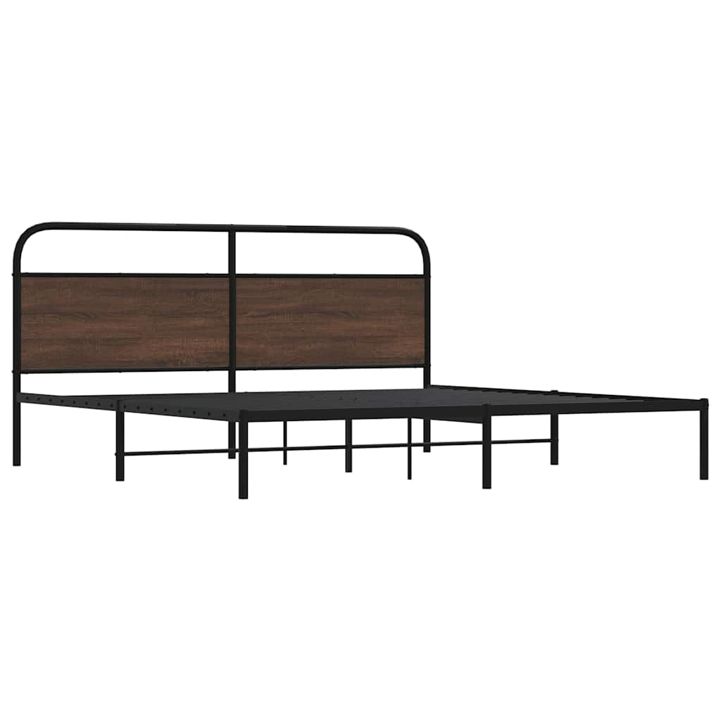 Metal Bed Frame without Mattress Brown Oak 183x213 cm