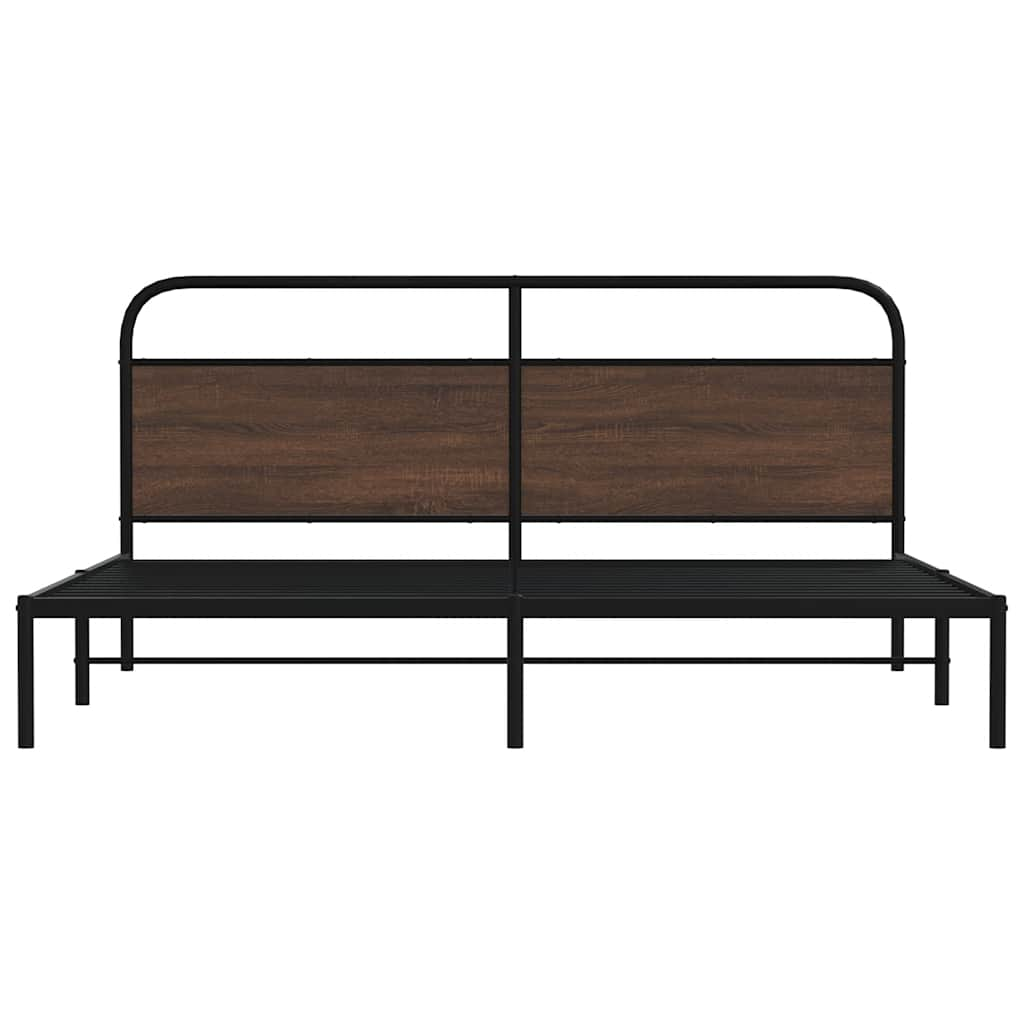 Metal Bed Frame without Mattress Brown Oak 183x213 cm