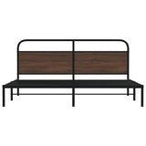 Metal Bed Frame without Mattress Brown Oak 183x213 cm