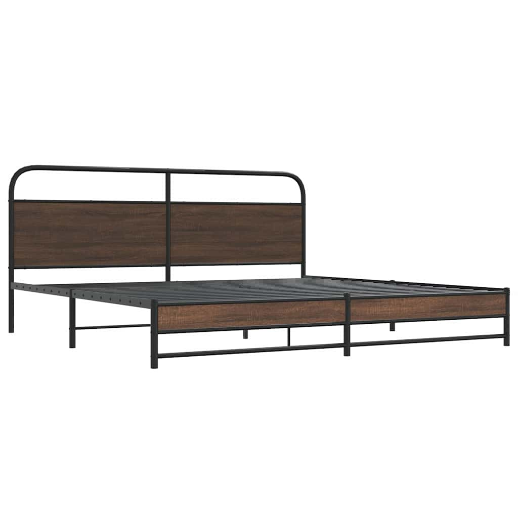 Metal Bed Frame without Mattress Brown Oak 200x200 cm