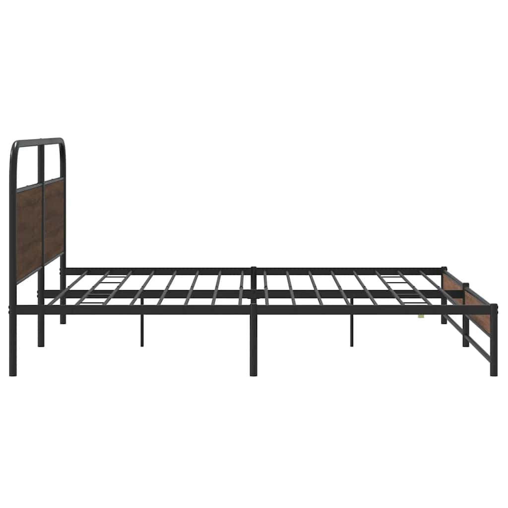 Metal Bed Frame without Mattress Brown Oak 200x200 cm