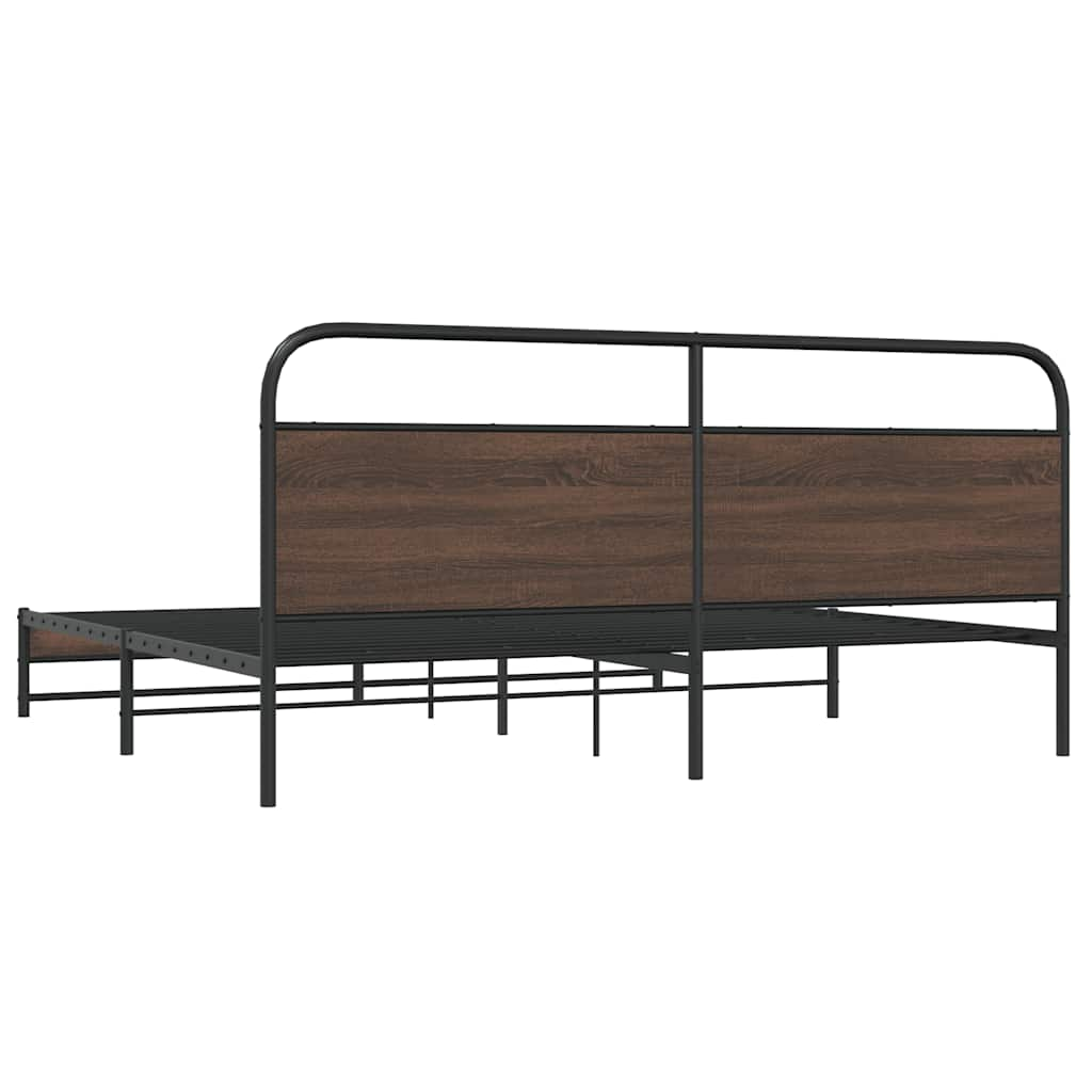 Metal Bed Frame without Mattress Brown Oak 200x200 cm