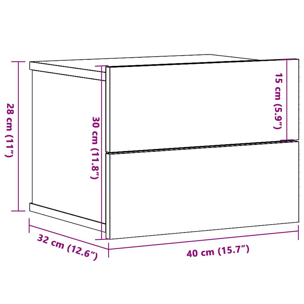 Wall-mounted Bedside Cabinet Old Wood 40x32x30 cm