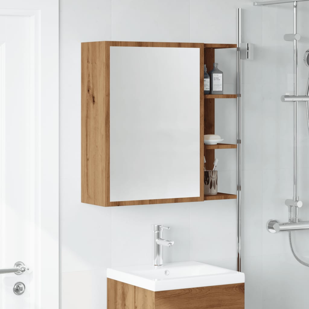 Bathroom Mirror Cabinet Artisan Oak 62.5x20.5x64 cm Engineered Wood