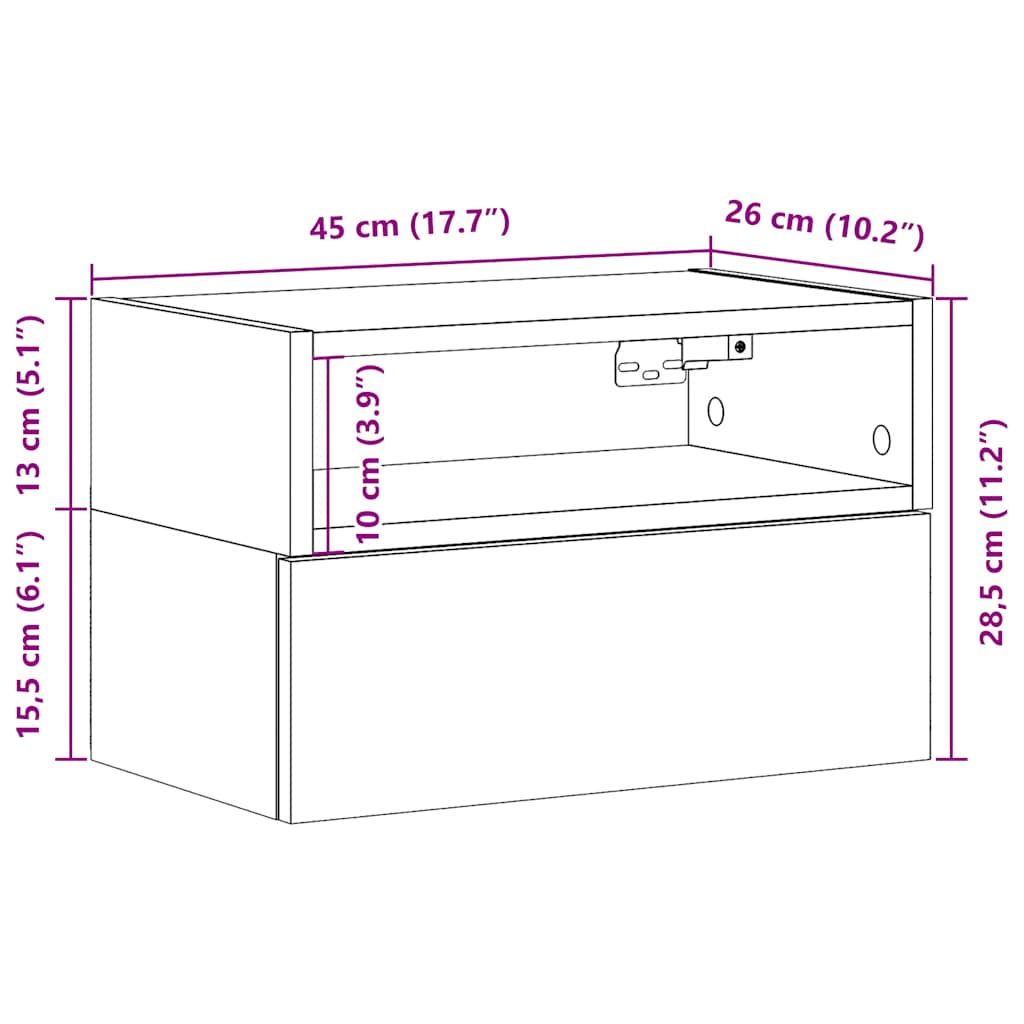 Wall-mounted Bedside Cabinet White 45x26x28.5 cm