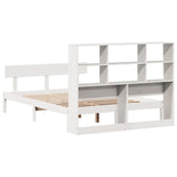 Bookcase Bed without Mattress White 150x200 cm King Size Solid Wood Pine