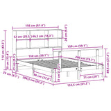 Bookcase Bed without Mattress White 150x200 cm King Size Solid Wood Pine