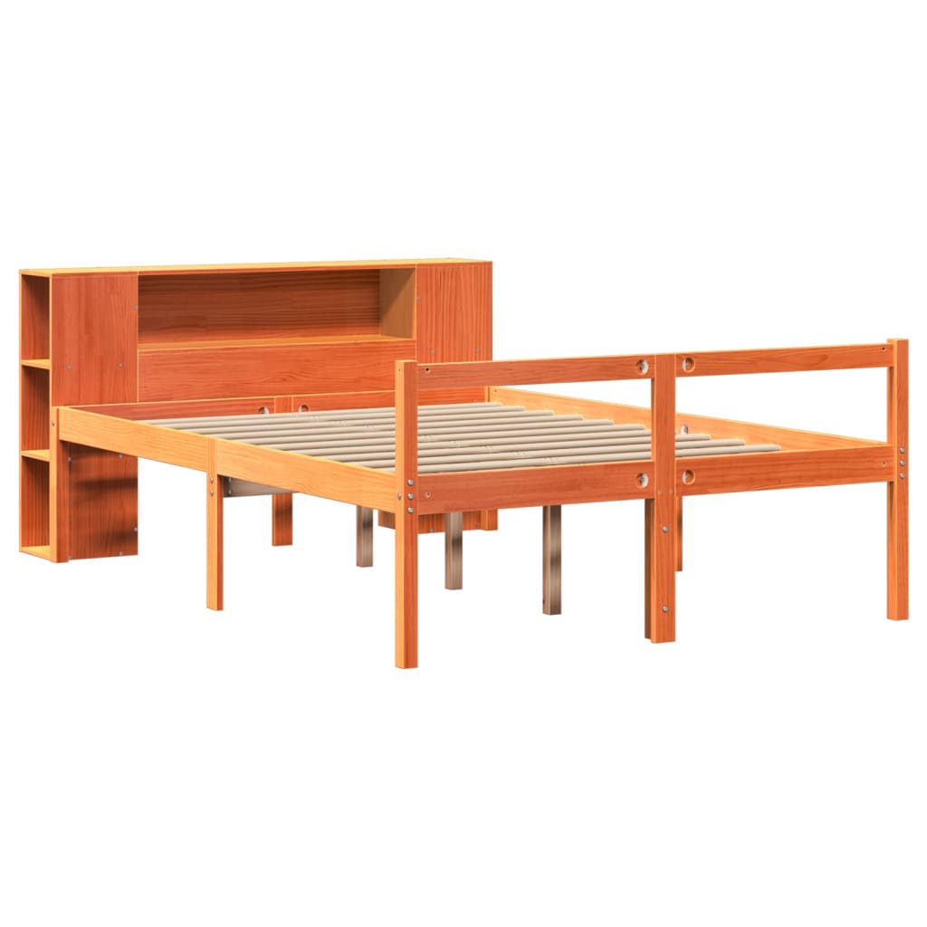 Bookcase Bed without Mattress Wax Brown 140x200 cm Solid Wood