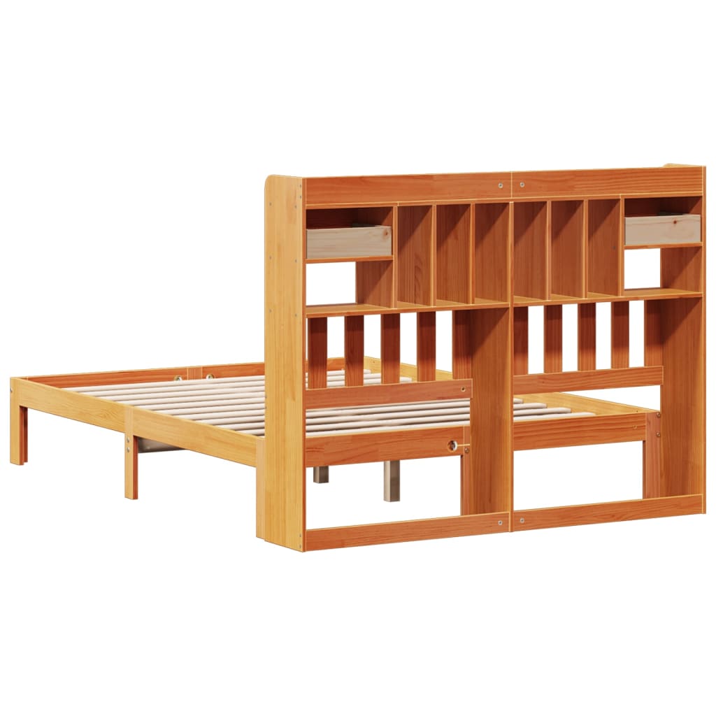 Bookcase Bed without Mattress Wax Brown 120x190cm Solid Wood Pine