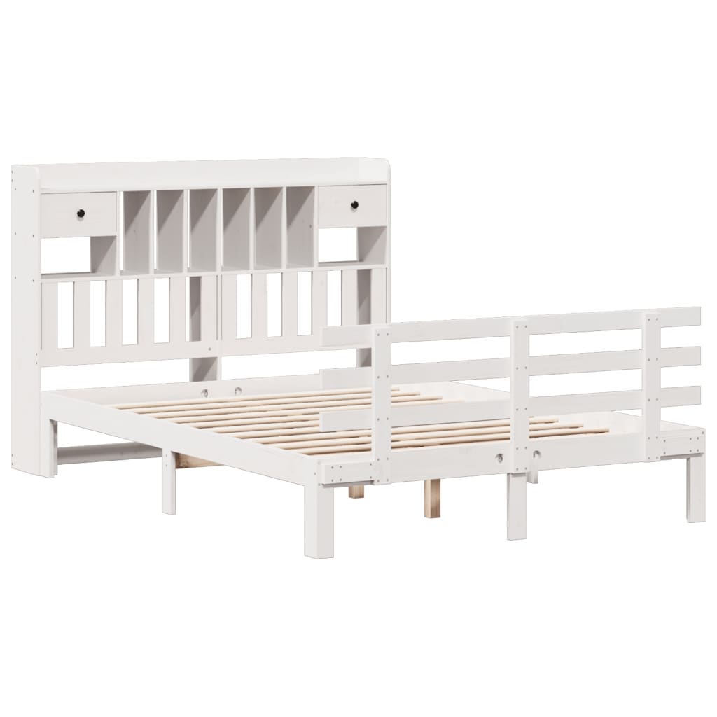 Bookcase Bed without Mattress White 160x200 cm Solid Wood Pine