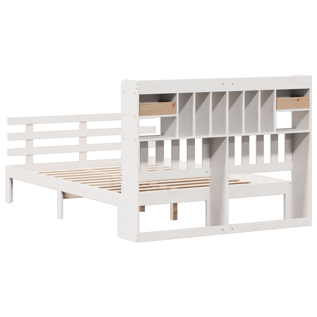 Bookcase Bed without Mattress White 160x200 cm Solid Wood Pine