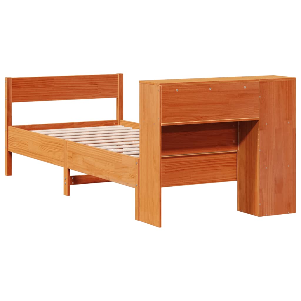 Bookcase Bed without Mattress Wax Brown 90x190 cm Single Solid Wood Pine