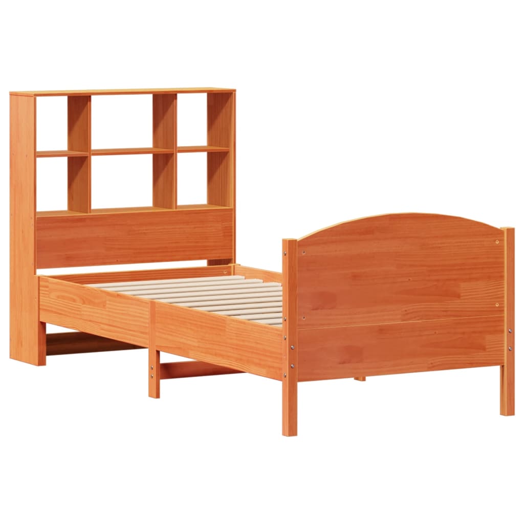 Bookcase Bed without Mattress Wax Brown 90x190 cm Single Solid Wood Pine