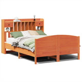 Bookcase Bed without Mattress Wax Brown 160x200cm Solid Wood Pine