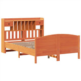 Bookcase Bed without Mattress Wax Brown 160x200cm Solid Wood Pine