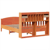 Bookcase Bed without Mattress Wax Brown 160x200cm Solid Wood Pine