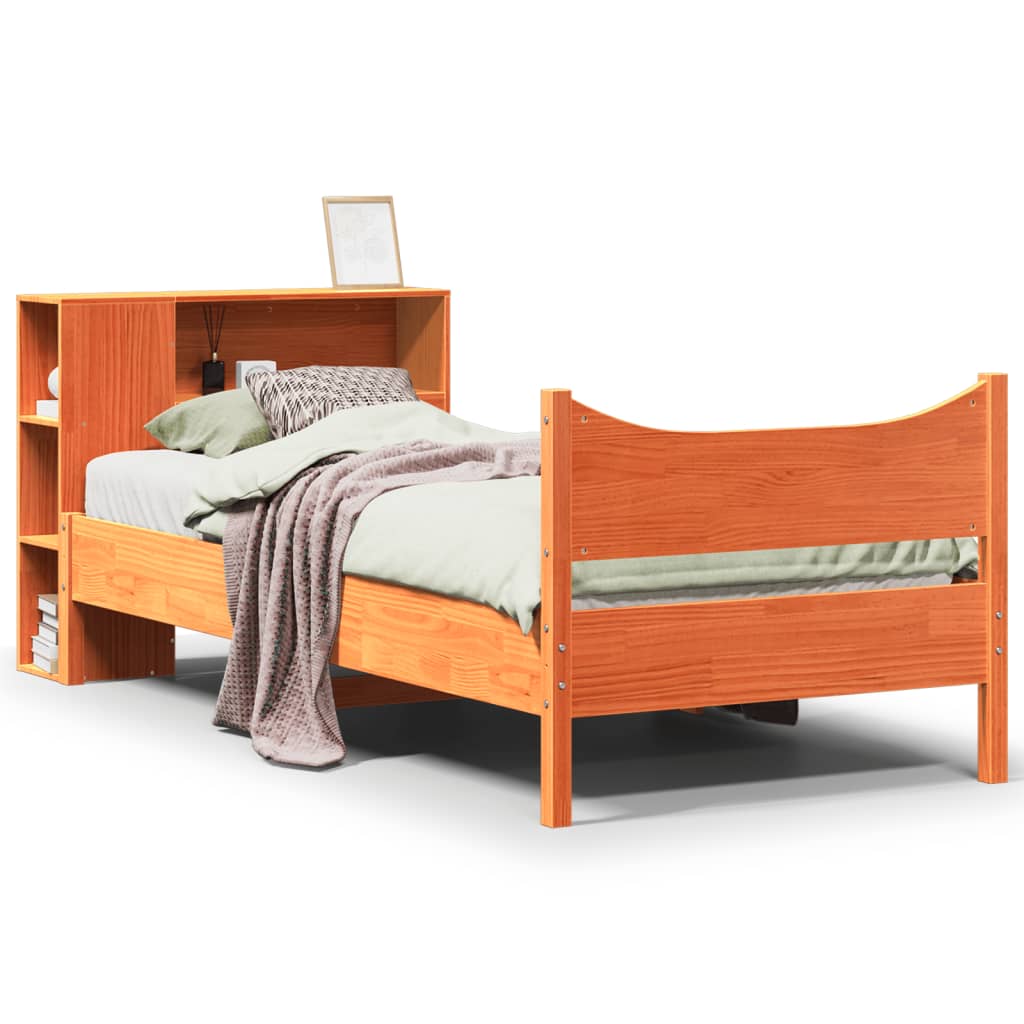 Bed Frame without Mattress Wax Brown 90x200 cm Solid Wood Pine