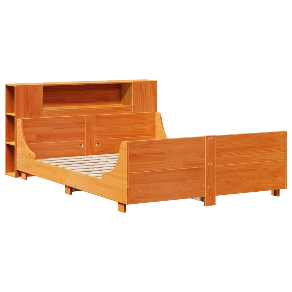 Bed Frame without Mattress Wax Brown 140x190 cm Solid Wood Pine