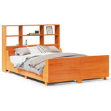 Bookcase Bed without Mattress Wax Brown 140x190 cm Solid Wood