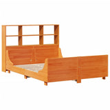 Bookcase Bed without Mattress Wax Brown 140x190 cm Solid Wood