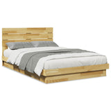 Bed Frame with Headboard without Mattress 120x190 cm Small Double Solid Wood Oak