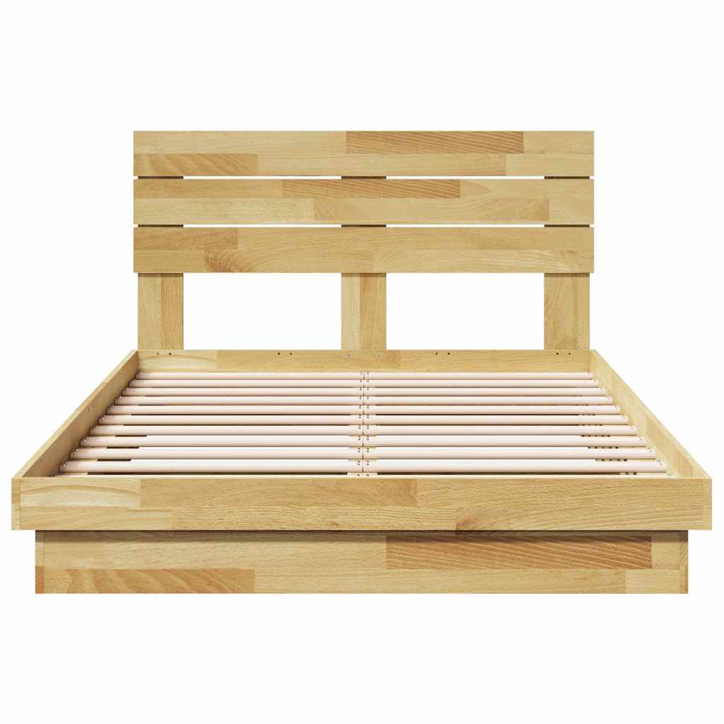 Bed Frame with Headboard without Mattress 120x190 cm Small Double Solid Wood Oak