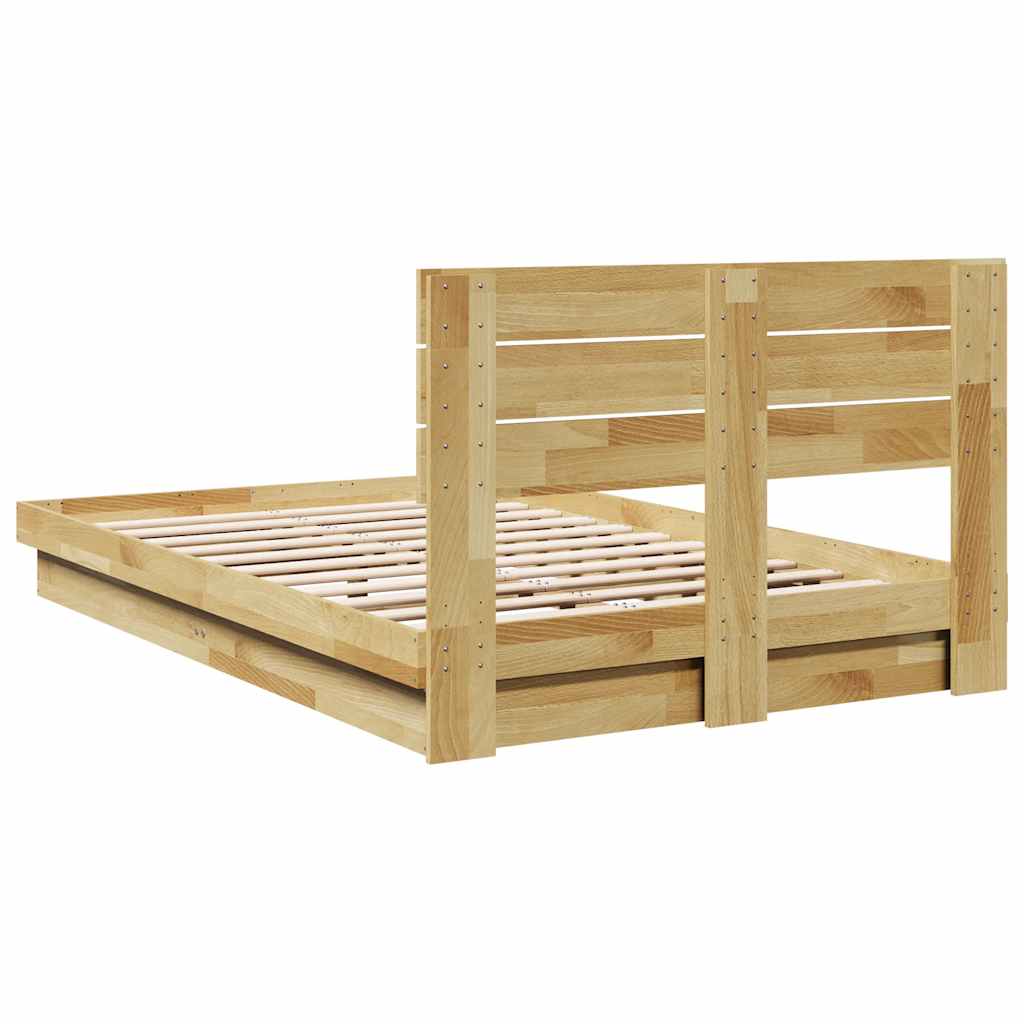 Bed Frame with Headboard without Mattress 120x190 cm Small Double Solid Wood Oak