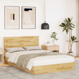 Bed Frame with Headboard without Mattress 120x190 cm Small Double Solid Wood Oak