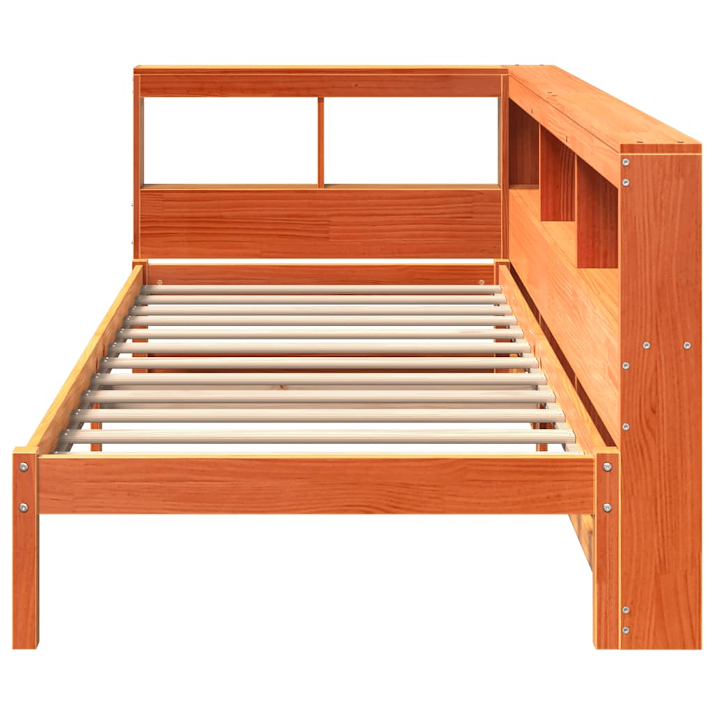 Bookcase Bed without Mattress Wax Brown 75x190 cm Solid Wood Pine