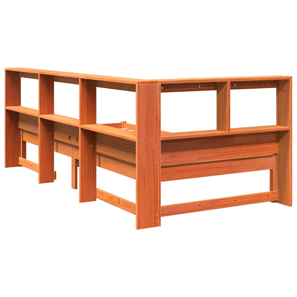 Bookcase Bed without Mattress Wax Brown 75x190 cm Solid Wood Pine