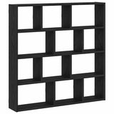 Wall Cube Shelf 12 Compartments Black Engineered Wood