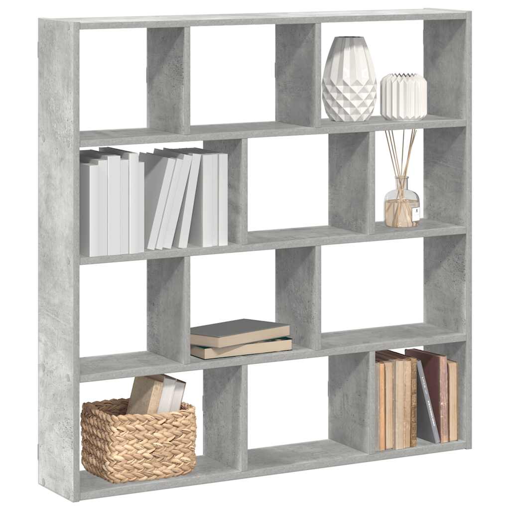 Wall Cube Shelf 12 Compartments Concrete Grey Engineered Wood