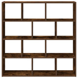 Wall Cube Shelf 12 Compartments Smoked Oak Engineered Wood