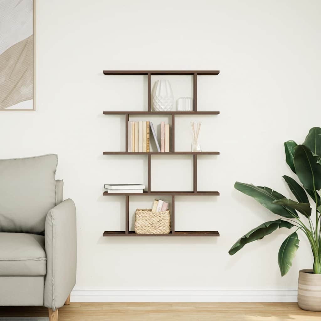 Wall Cube Shelf 12 Compartments Smoked Oak Engineered Wood