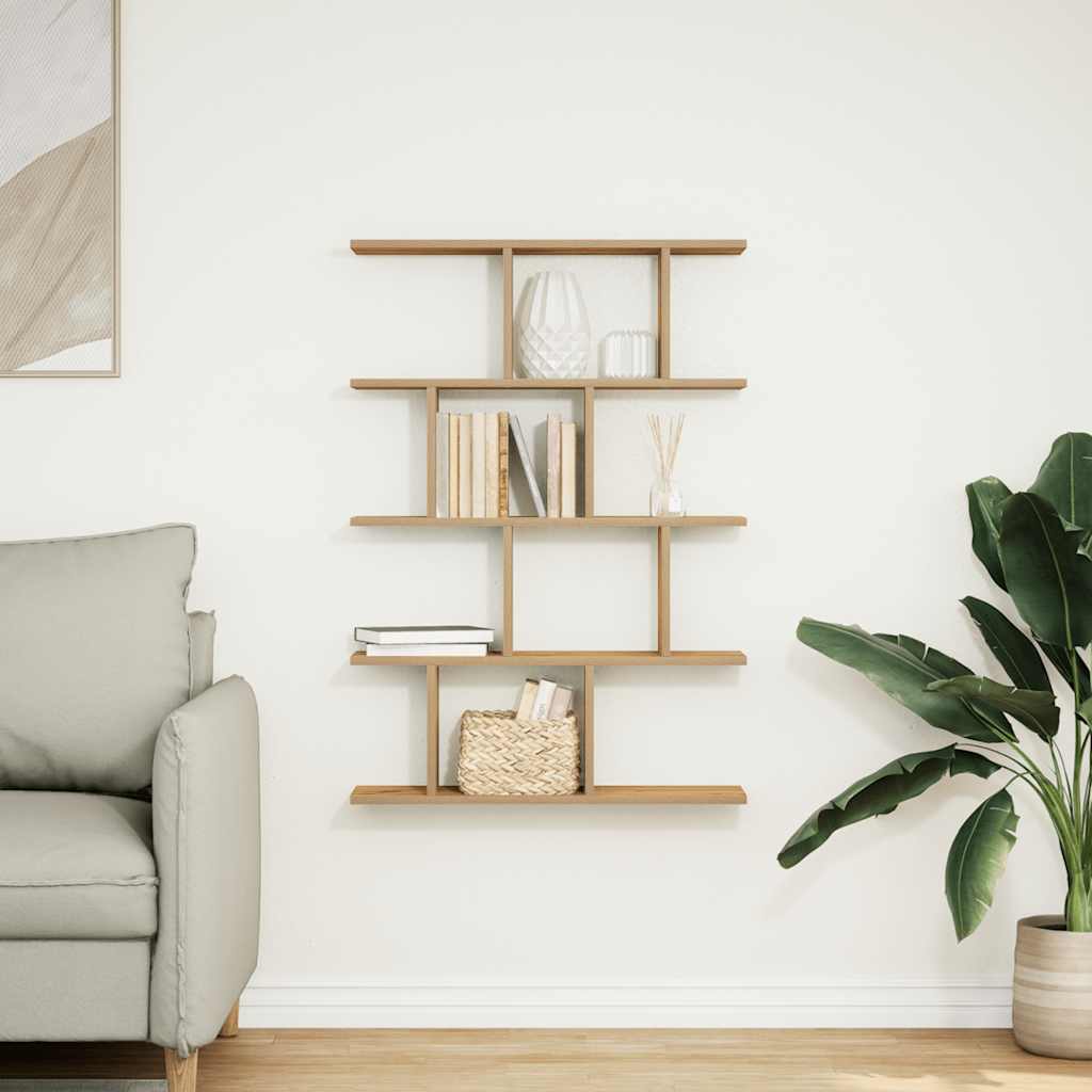 Wall Cube Shelf 12 Compartments Artisian Oak Engineered Wood