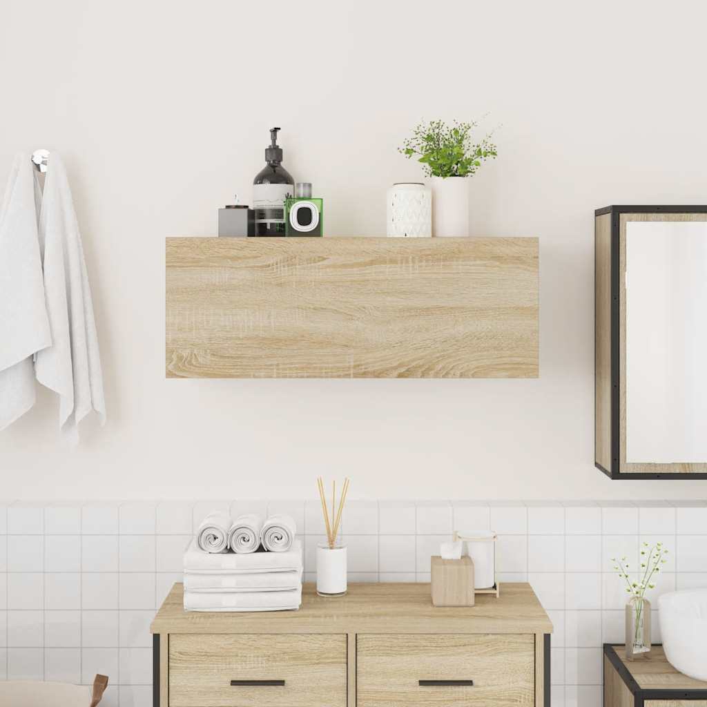 Bathroom Wall Cabinet Sonoma Oak 80x25x30 cm Engineered Wood